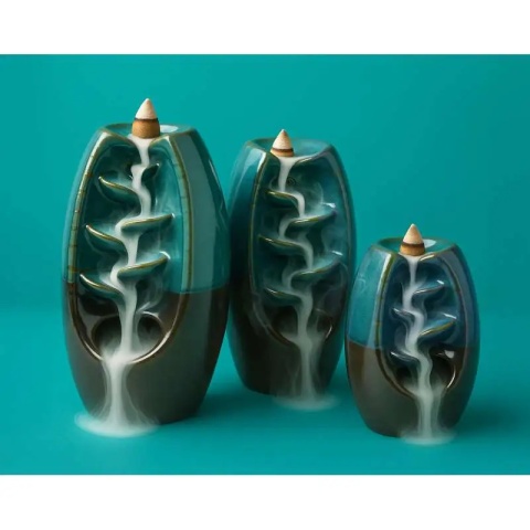 Kominek ceramiczny na kadzidło zapachowe Backflow turkus