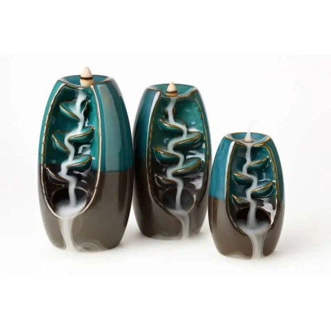 Kominek ceramiczny na kadzidło zapachowe Backflow turkus