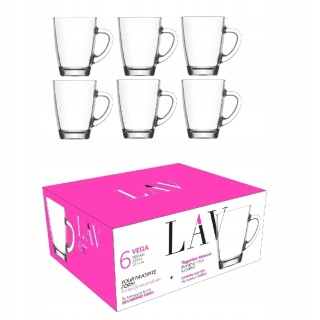 Szklanki kubki do kawy herbaty 6 szt 280 ml Lav vega szkło