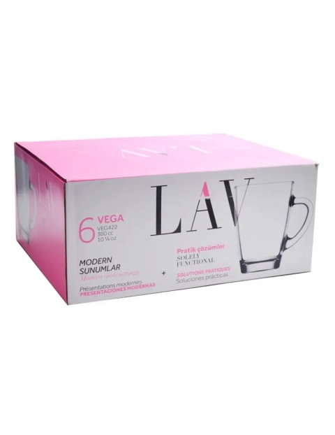 Szklanki kubki do kawy herbaty 6 szt 280 ml Lav vega szkło