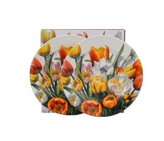 Talerz deserowy porcelana zestaw 2 szt na ciasto tulipany