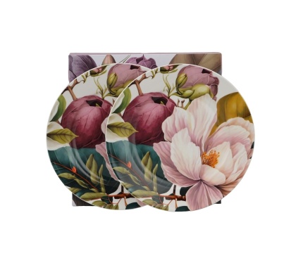 Talerze deserowe porcelanowe 2 szt na ciasto magnolie