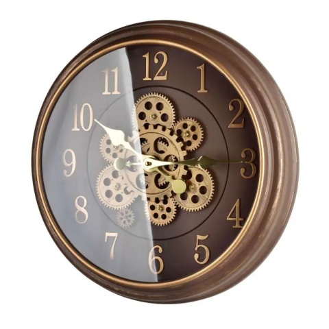 Zegar na ścianę brązowy złoty arabskie cyfry Ramsey 44 cm