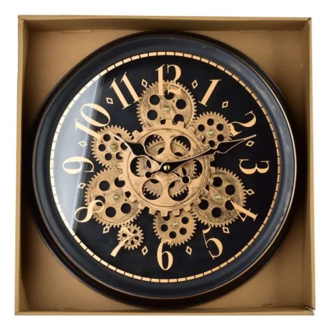 Zegar ścienny czarny złoty arabskie cyfry Ramsey 34 cm