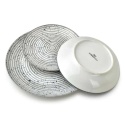 Komplet obiadowy stripes porcelana prezent serwis 6 osób grey