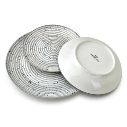 Komplet obiadowy stripes porcelana prezent serwis 6 osób grey