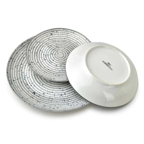 Komplet obiadowy stripes porcelana prezent serwis 6 osób grey