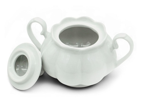 Cukiernica biała pojemnik na cukier z pokrywką porcelana