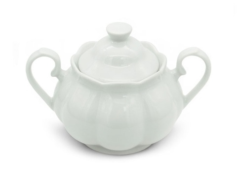 Cukiernica biała pojemnik na cukier z pokrywką porcelana