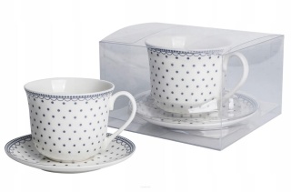 Filiżanka jumbo Livello prezent groszki grafitowe porcelana