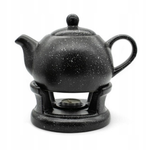 Dzbanek z podgrzewaczem bella czarny marmur ceramika 1l