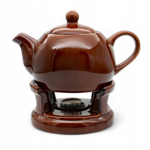 Dzbanek z podgrzewaczem bella brąz kamionka ceramika 1l