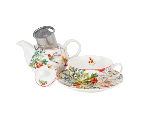 Filiżanka imbryk sitko filtr tea for one Linnea kwiaty ptak