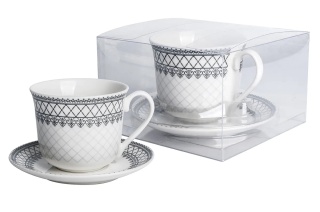 Filiżanka jumbo Livello prezent ornament czarny porcelana