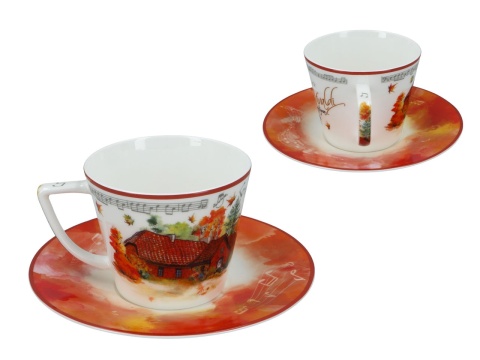 Filiżanka spodek Carmani Vivaldi Cztery pory roku jesień