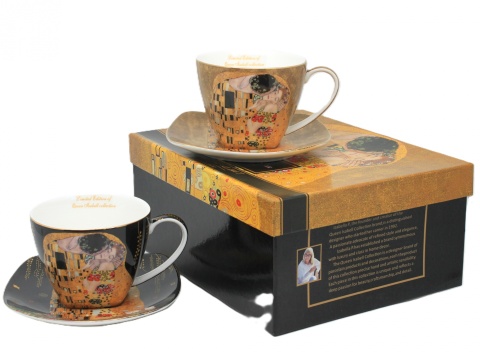 Filiżanki do herbaty 2szt Queen Isabell łyżeczki Klimt Kiss