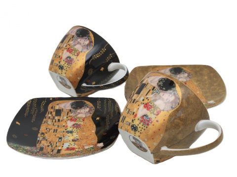 Filiżanki do herbaty 2szt Queen Isabell łyżeczki Klimt Kiss