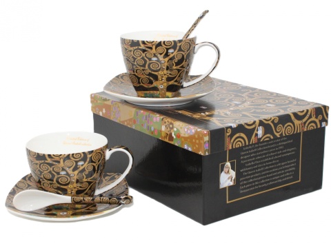 Filiżanki do herbaty 2szt Queen Isabell łyżeczki Klimt Tree