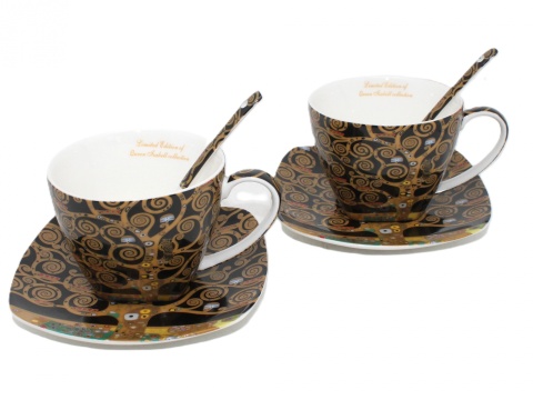Filiżanki do herbaty 2szt Queen Isabell łyżeczki Klimt Tree