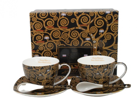 Filiżanki do herbaty 2szt Queen Isabell łyżeczki Klimt Tree