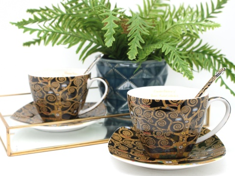 Filiżanki do herbaty 2szt Queen Isabell łyżeczki Klimt Tree