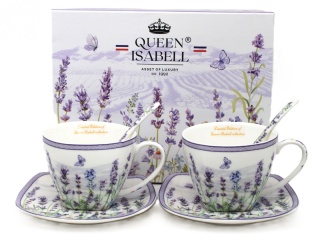Filiżanki do kawy 2szt Queen Isabell łyżeczki lawenda