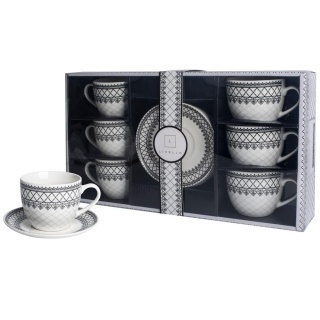 Filiżanki do kawy Livello czarny ornament porcelana 6szt