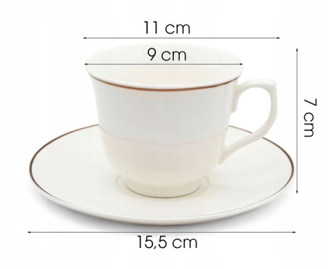 Komplet kawowy filiżanki bianco bella fiore 6szt porcelana