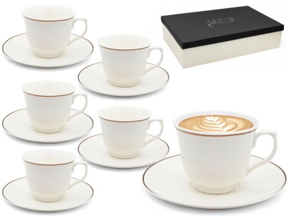 Komplet kawowy filiżanki bianco bella fiore 6szt porcelana