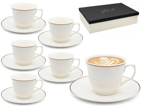 Komplet kawowy filiżanki bianco bella fiore 6szt porcelana