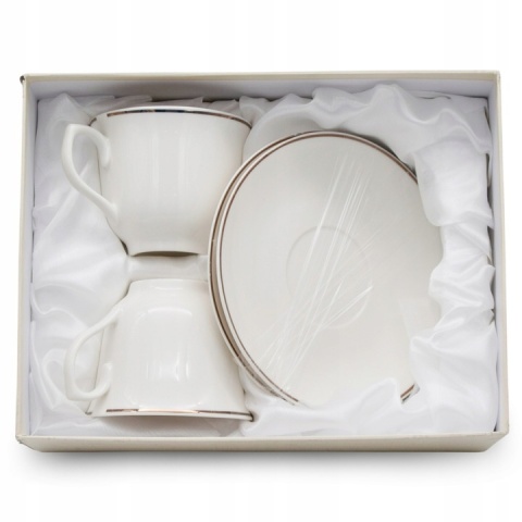 Filiżanki komplet kawowy bianco bella fiore 2 szt porcelana