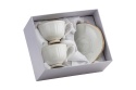 Filiżanki ze spodkiem 2 szt w pudełku białe złote porcelana