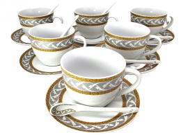 Filiżanki zestaw kawowy 6szt Queen Isabell łyżeczki prezent