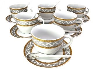 Filiżanki zestaw kawowy 6szt Queen Isabell łyżeczki prezent