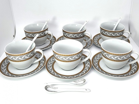 Filiżanki zestaw kawowy 6szt Queen Isabell łyżeczki prezent