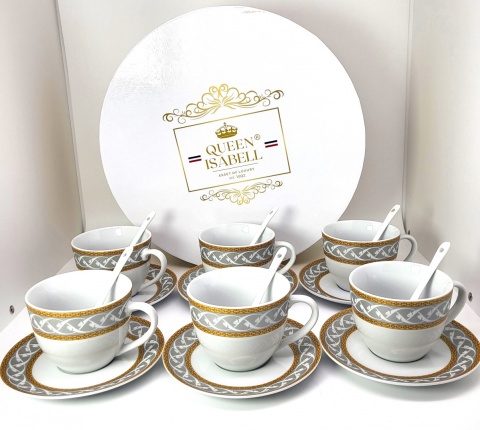 Filiżanki zestaw kawowy 6szt Queen Isabell łyżeczki prezent