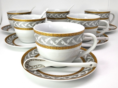 Filiżanki zestaw kawowy 6szt Queen Isabell łyżeczki prezent
