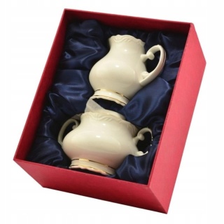 Cukiernica z mlecznikiem porcelana komplet na prezent