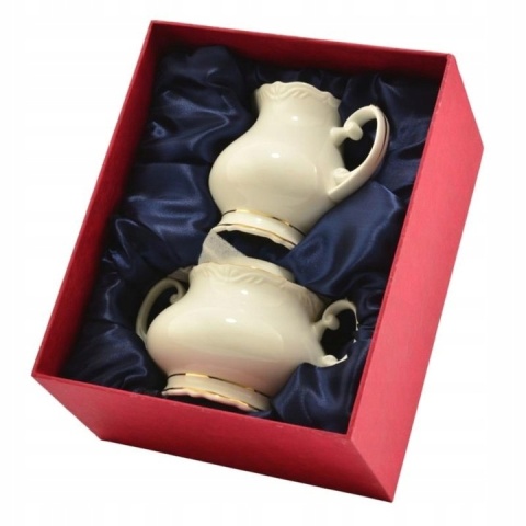 Cukiernica z mlecznikiem porcelana komplet na prezent