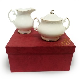 Cukiernica z mlecznikiem porcelana komplet na prezent