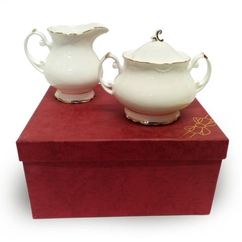 Cukiernica z mlecznikiem porcelana komplet na prezent