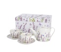 Zestaw kawowy filiżanki spodki dzbanek classic lavender