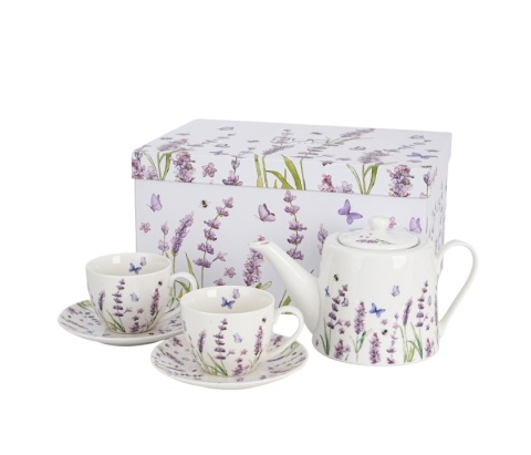 Zestaw kawowy filiżanki spodki dzbanek classic lavender