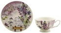 Filiżanki do herbaty kawy lawenda porcelana zestaw 2 szt