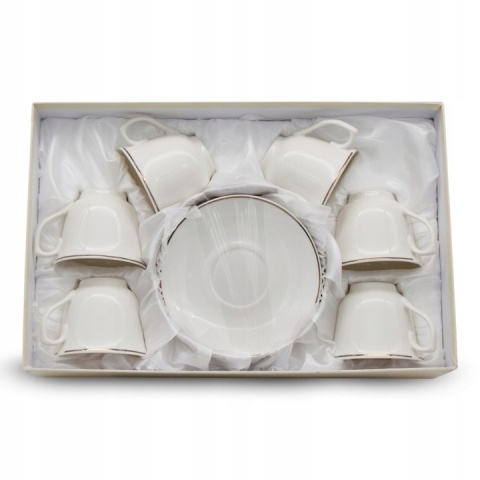 Komplet kawowy filiżanki bianco bella fiore 6szt porcelana
