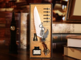 Komplet piśmienniczy kałamarz stalówki dla nauczyciela