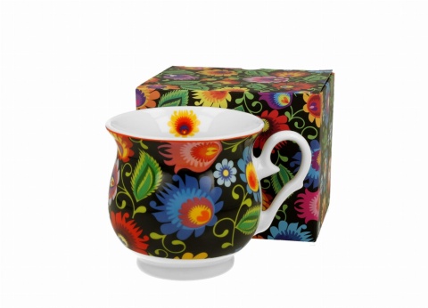 Kubek baryłka do herbaty retro Etnic na urodziny kwiaty