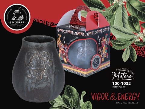 Kubek do yerba mate z ceramiki metaliczne naczynie prezent