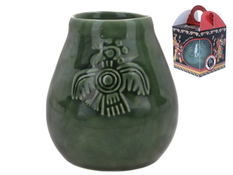 Kubek do yerba mate z ceramiki zielone naczynie na prezent