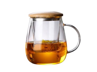 Kubek szklany ze szklanym zaparzaczem do herbaty kawy